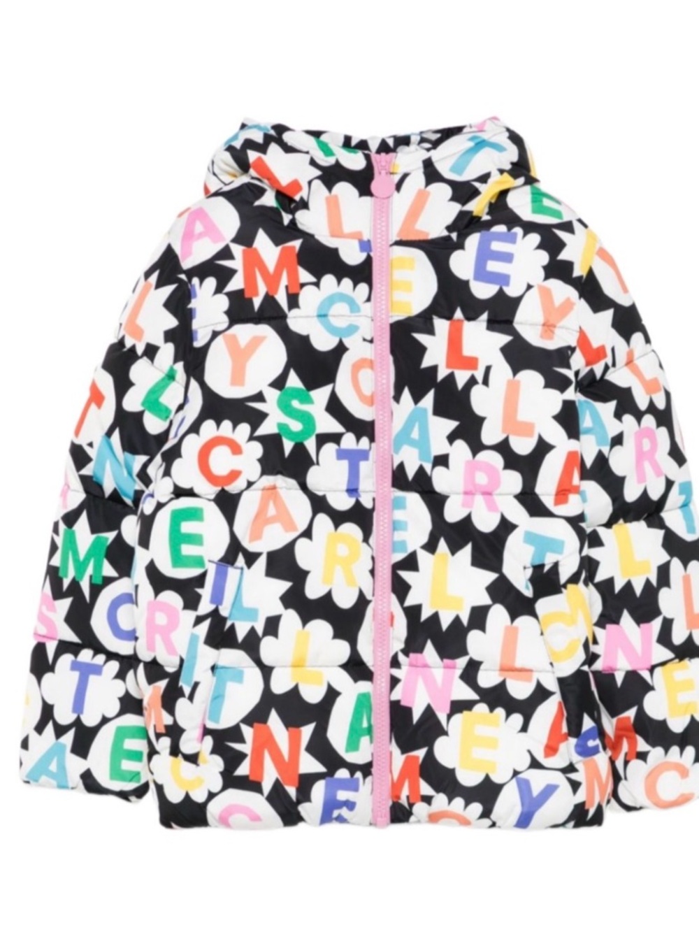 Stella McCartney Kids Multicolor Letter Print Puffer Jacket